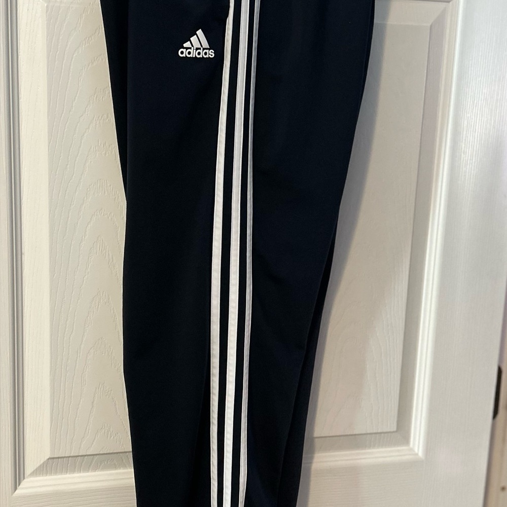 Adidas Navy & White Warmups w/ Signature Stripes & Emblem